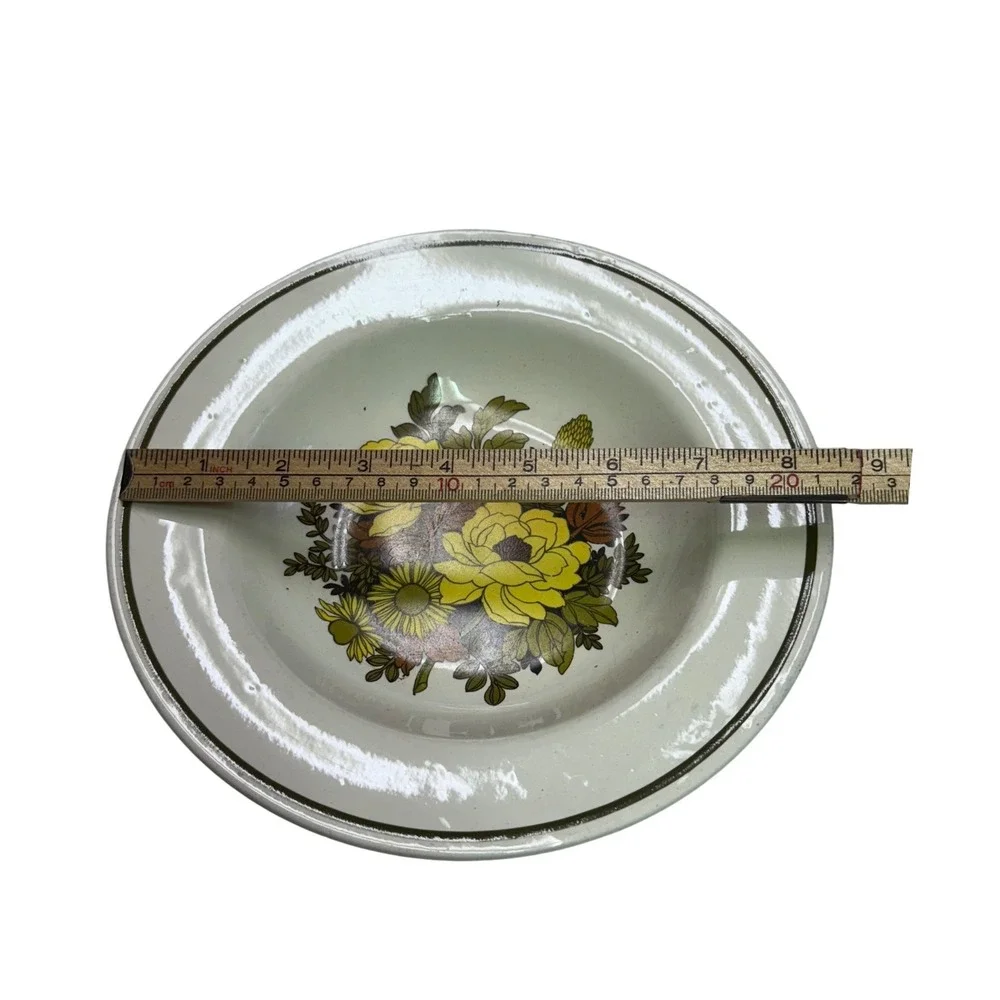 Grindley Mayflower Soup Bowl Staffordshire England Yellow Floral Ironstone 8.75
